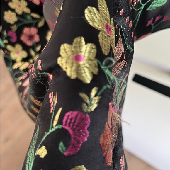 New Make a Move Black Satin Floral Jacquard Strapless Midi Dress from Lulus - Picture 2 of 3